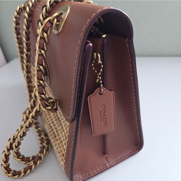 Coach Parker In Colorblock Woven Straw/Leather - Picture 6 of 16